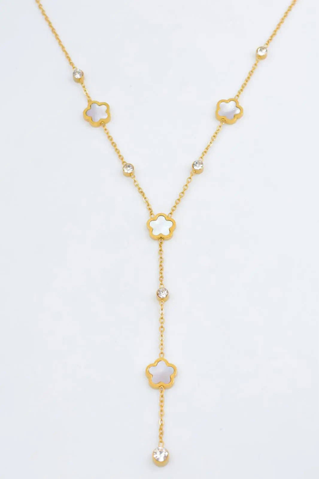 Collier trèfle blanc en acier inoxydable résistant à l'eau - Bijouinox Paris