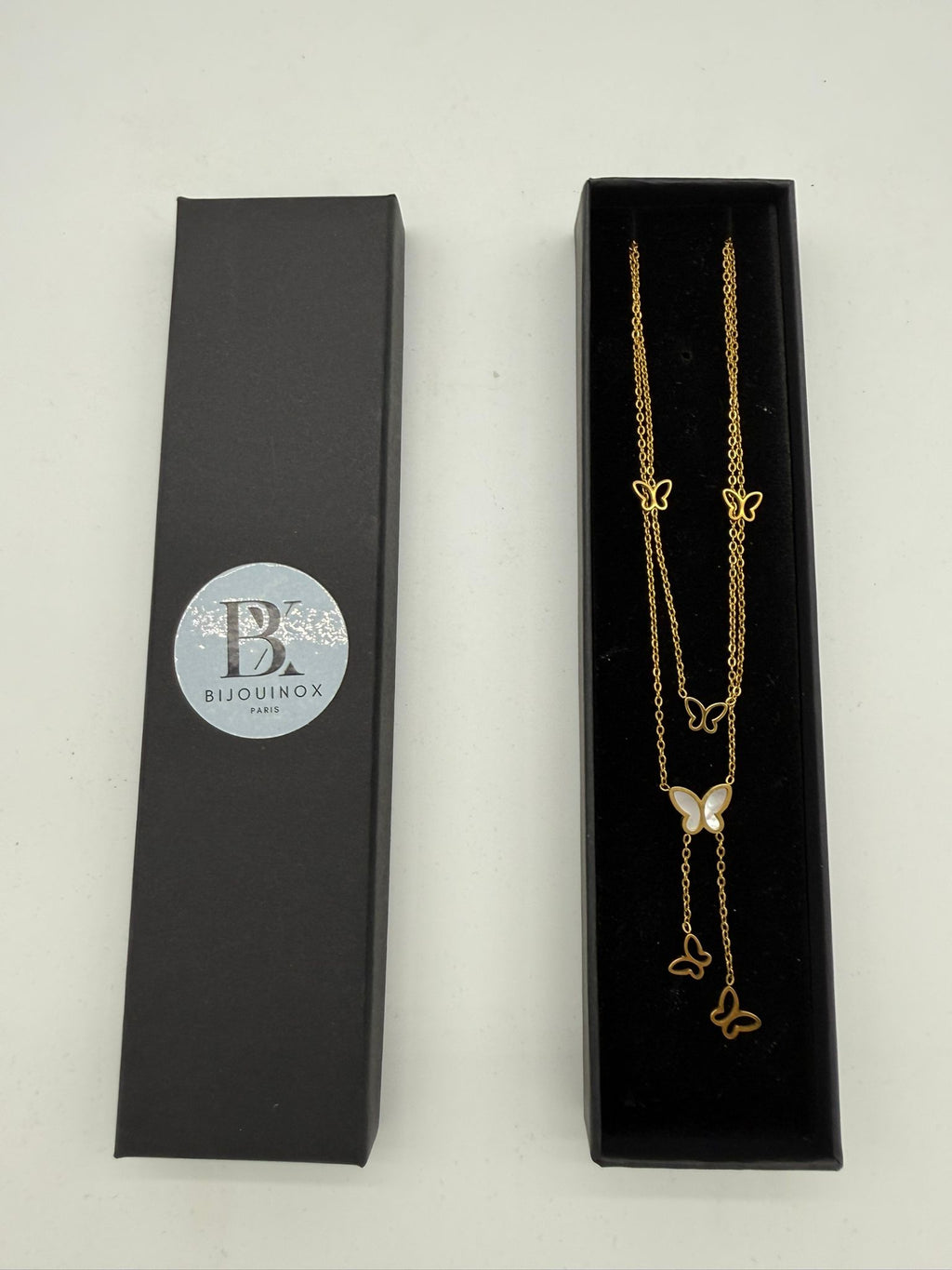 Collier en acier inoxydable doré à pendentifs papillon Bijouinox Paris