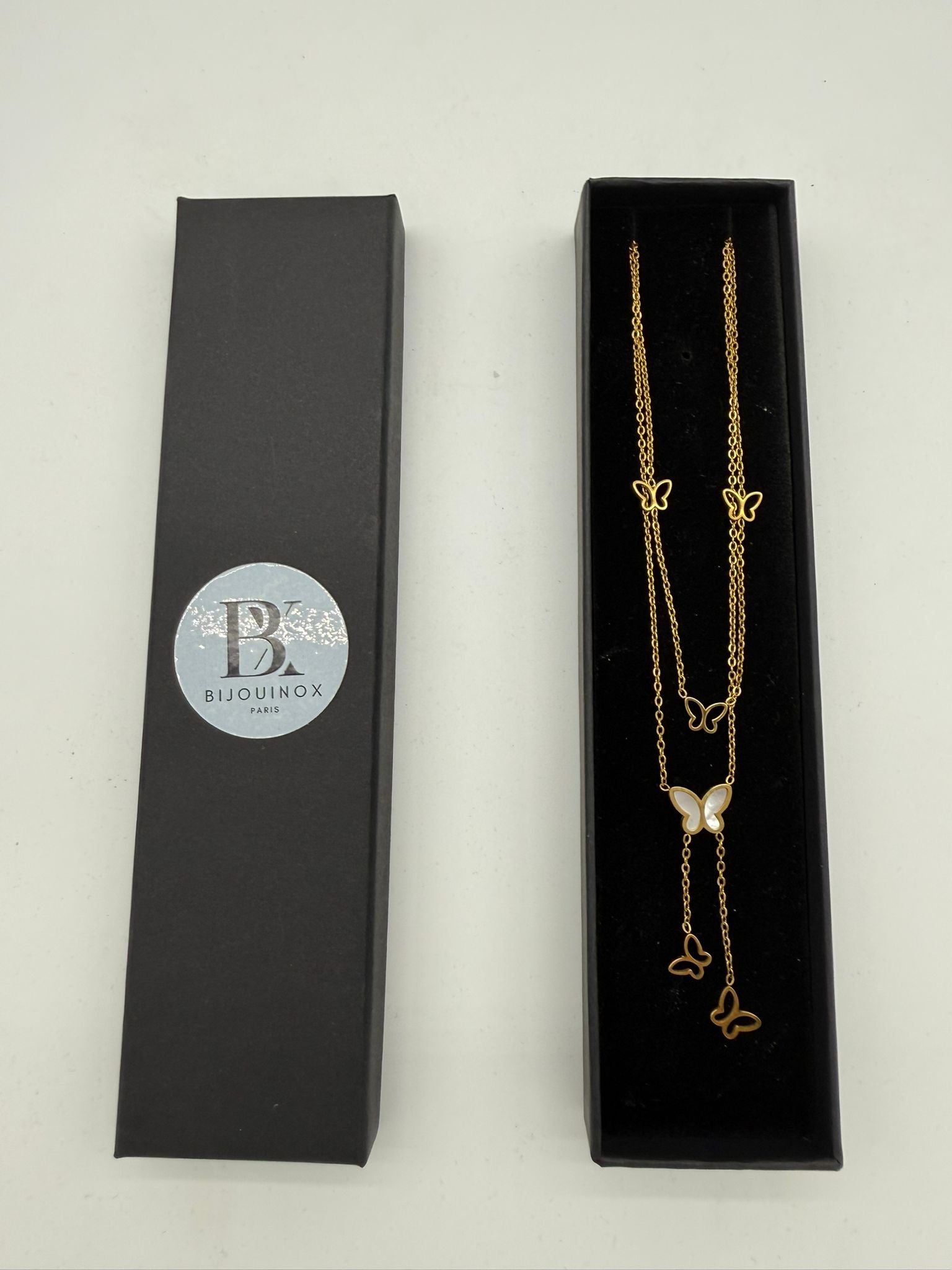 Collier en acier inoxydable doré à pendentifs papillon Bijouinox Paris