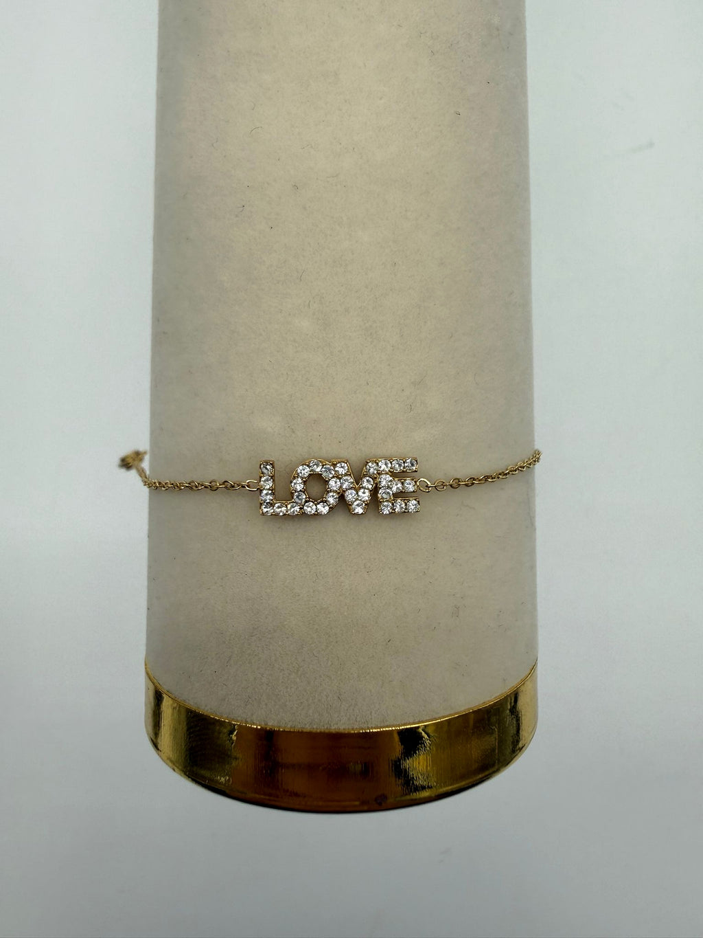 Bracelet en acier inoxydable doré pendentif LOVE Bijouinox Paris