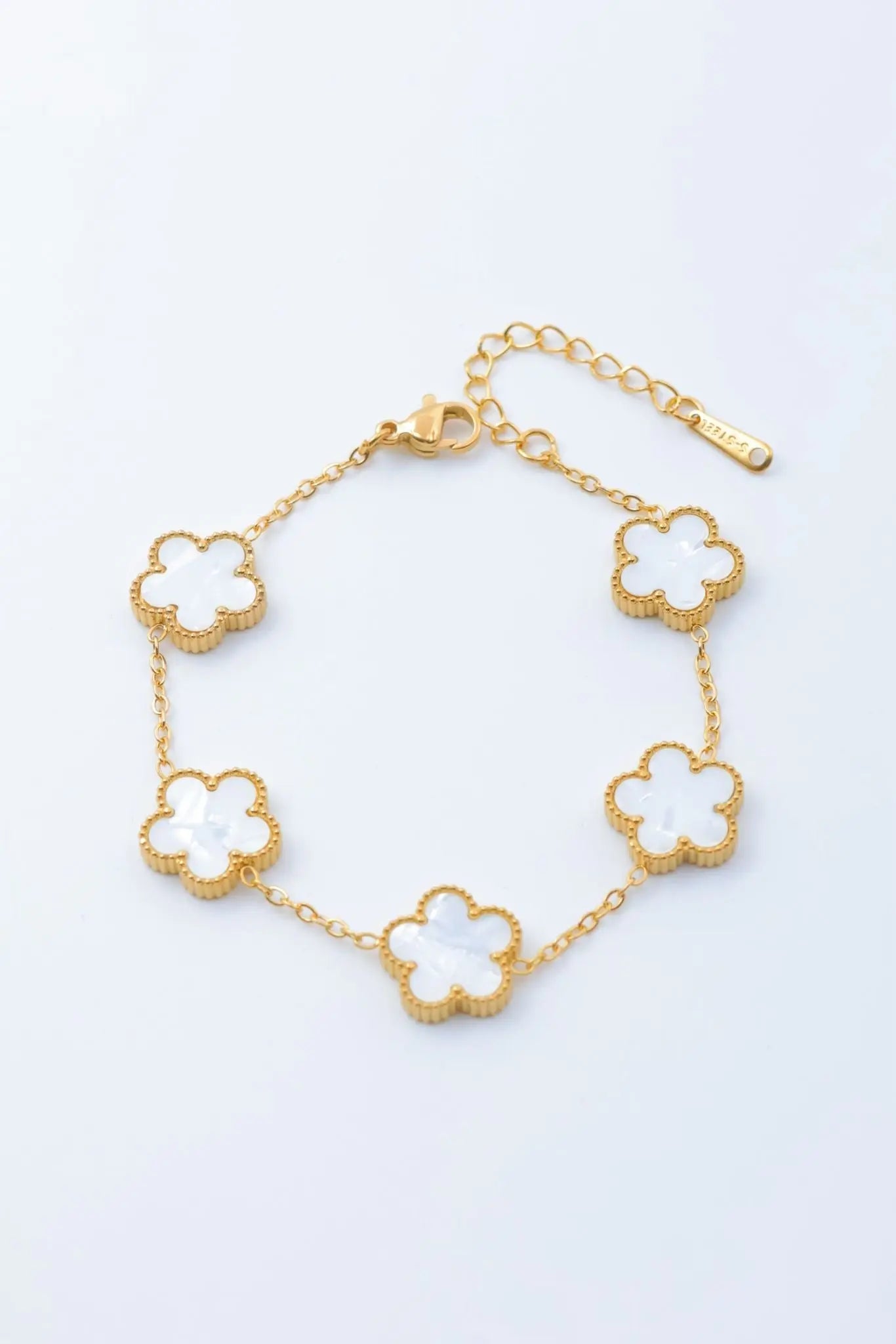 Bracelet en Acier Inoxydable Trèfle Blanc Bijouinox