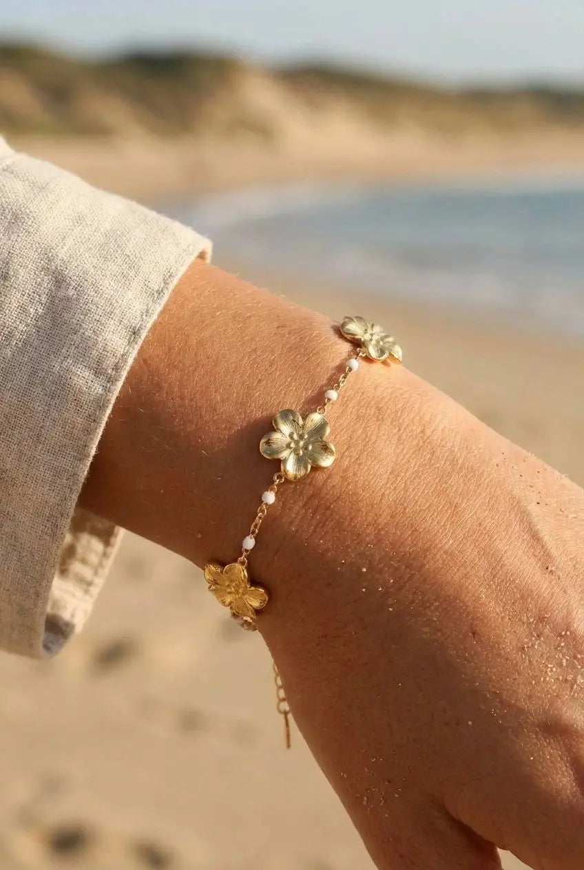Bracelet en Acier Inoxydable Trèfle Doré Bijouinox