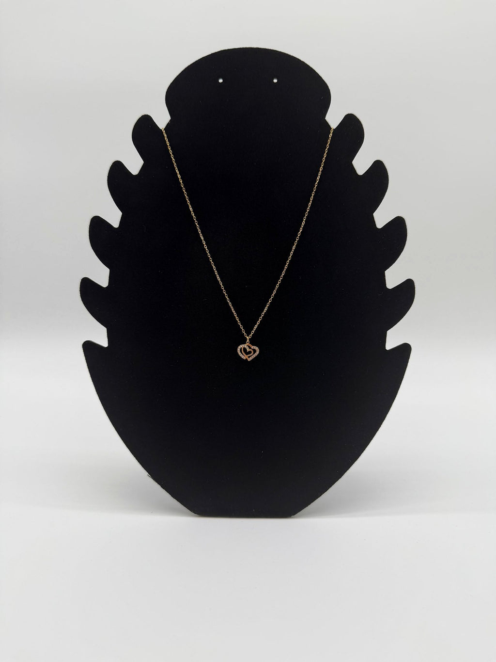 Collier en acier inoxydable doré à pendentif double cœur serti Bijouinox Paris